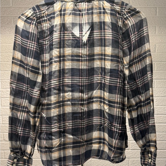 LOFT Blue and White 3/4 Sleeve Tie Front Blouse - Picture 2 of 3